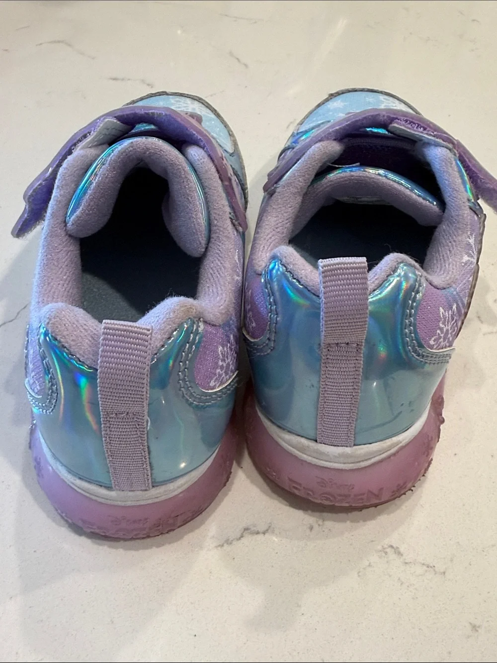 Kids Frozen Elsa Anna Light Up Girls Sneakers Velcro Disney Size 10